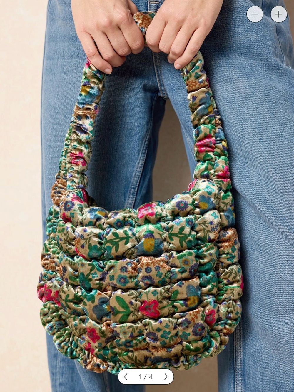 Natural Life Quilted Teal Floral Velvet Bag 🍂 🆕 - Picture 9 of 11